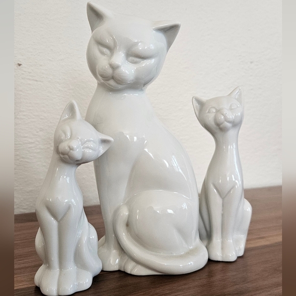 Vintage Otagiri Mid Century Modern White Siamese Cats Japan Porcelain SET - Picture 2 of 4